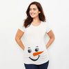 Christmas Pregnant Women T-shirt Snowman Cartoon Printed Pregnancy Announcement Clothes Maternity White Short Sleeve Top