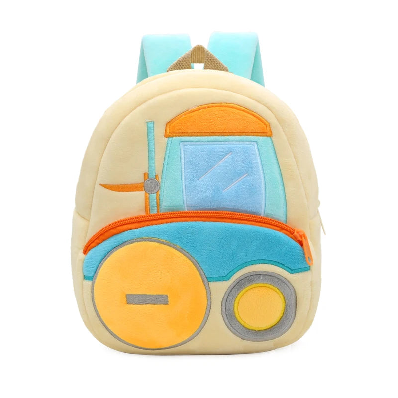 Cartoon Excavator Engineering Backpack for Kids – Plush 2-4 Years Old Small School Bag & Toy Backpack - Kidzy Market