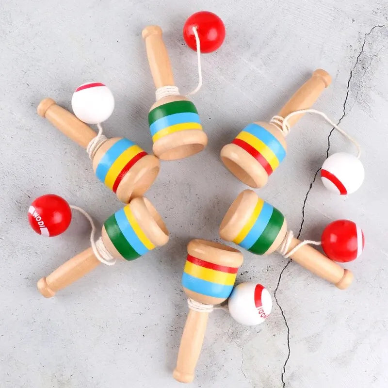 Montessori Wooden Skill Sword Cup Toy - Develop Intelligence, Smooth Educational Traditional Games, Throw and Catch Ball Toy