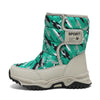 Kids Winter Plush Snow Boots – Leopard Fabric Ankle Boots, Warm Non-Slip TPR Sole (Ages 7-13)