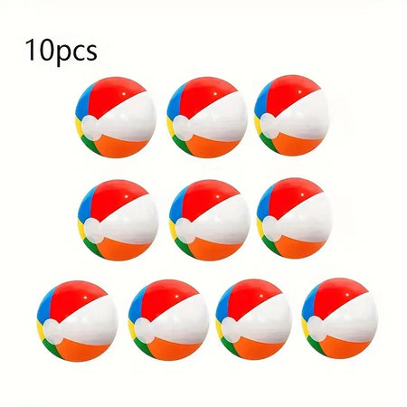 10-Piece Colorful Inflatable Beach Balls Set for Swimming Pool and Water Games