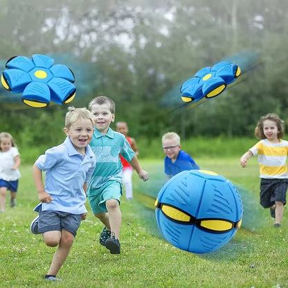 Magic Flying Saucer Stomp Ball - 24 cm (9.5 in) Bouncy Transforming Puzzle Ball for Kids & Pets, Indoor/Outdoor
