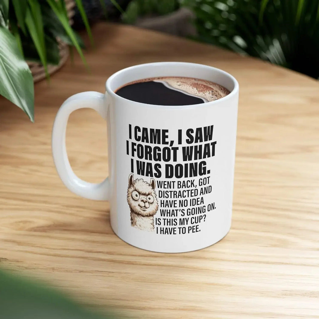White Ceramic Coffee Mug - "I Came to See I Forgot What I Was Making" - 320 ml (10.8 fl oz) - Funny Office & Holiday Gift