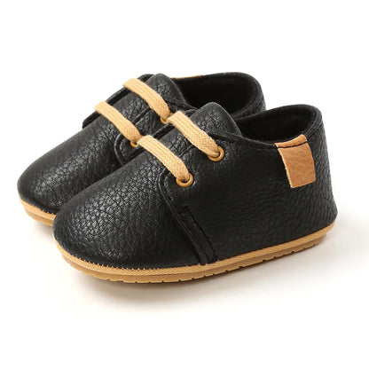 Meckior Baby Shoes Retro Leather Boy Girl Multicolor Toddler Rubber Sole Anti-Slip First Walkers Infant Shoes