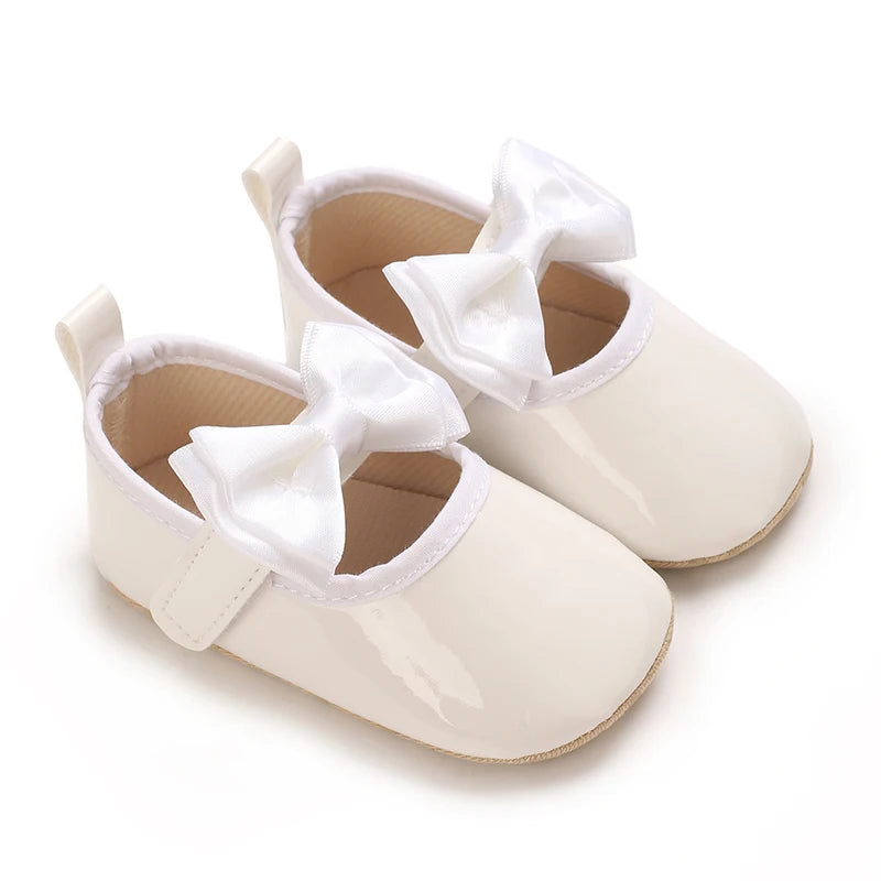 Solid Color Fashion Newborn Princess Shoes Non-Slip Cloth Bottom Shoes Girl Elegant Breathable Leisure Baby First Walking Shoes