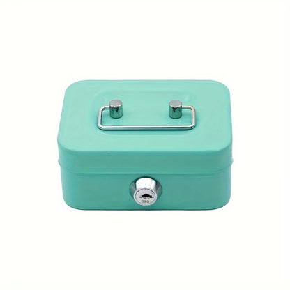 Metal Cash Box with Key Lock Secure Coin Storage Piggy Bank for Office and Home with Handle