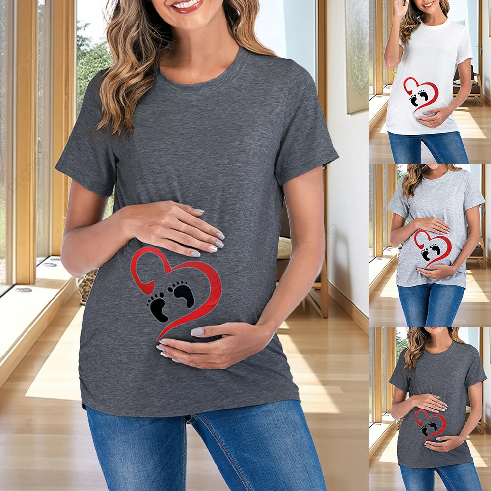 Maternity Women's Short Sleeve T-Shirt | Summer Tops | Pregnancy Blouse Printed Tee | Fashion Clothes