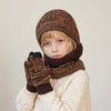 Winter Children’s Hat, Scarf & Gloves Set – Knitted Beanie with Thick Velvet Lining – Warm Neck Warmer & Mittens for Boys & Girls (4-10Y)
