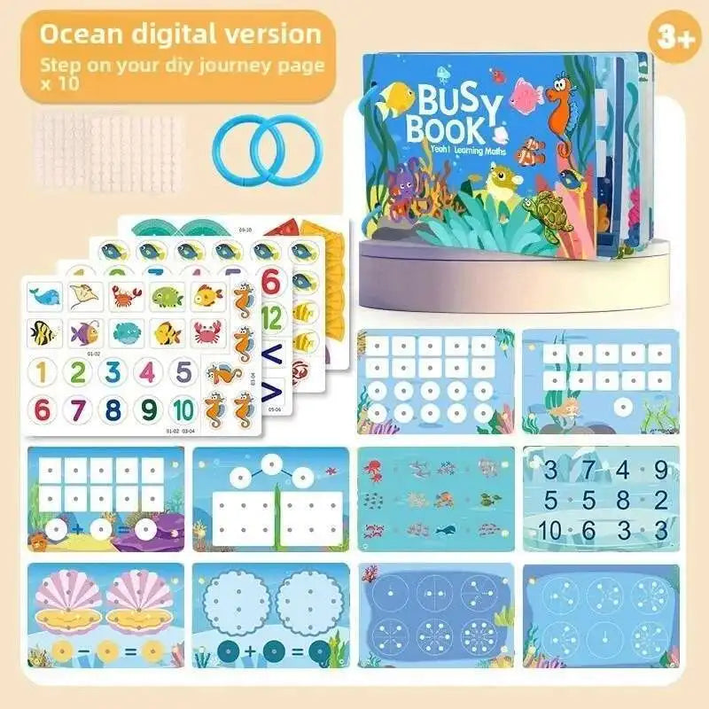 Busy Book for Kids – Animals, Vehicles, Dinosaurs Stickers with Number and Letter Matching Games, Interactive Learning Activity Book