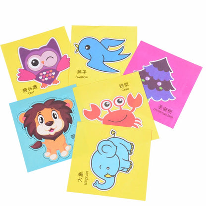 96Pcs Children’s Cartoon DIY Colorful Paper Cutting and Folding Craft – Animal Handcraft Paper Art Educational Toy for Kids