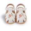 Baby Girl Sandals – Summer Flat First Walker Shoes with Embroidered Toe Design