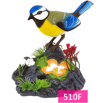 Sound and Voice Control Electric Bird Toy with Simulation Induction, Birdcage Design, Kids Gift and Garden Ornament