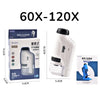 Handheld Microscope Kit with LED Light, 60X-120X Magnification, Biological Science Educational Toy for Children, STEM Gift