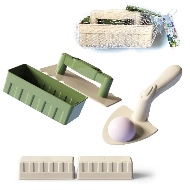 Children’s Beach Toy Set With Shovel & Castle Brick Wall Molds — Outdoor Sand & Water Play Tools