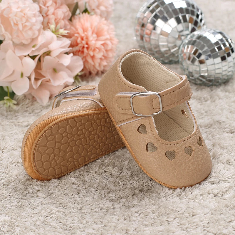 Khaki Baby Casual Shoes 0-18M Infant Toddler Bowknot Non-Slip Rubber Soft-Sole Flat PU First Walker Newborn Mary Janes