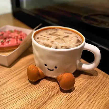 Cartoon Couple Ceramic Coffee Mug - Cute Breakfast Tea & Milk Cup (1-Pack)