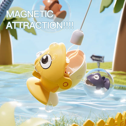 Electric Magnetic Fishing Toy – Rotating Fish Disc with Lights & Sound, 2-Person Competition Game