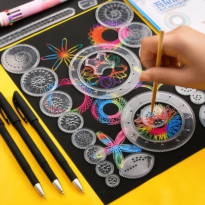 Spirograph Drawing Toy Set – Montessori Educational Geometric Ruler and Creative Drawing Accessories for Kids