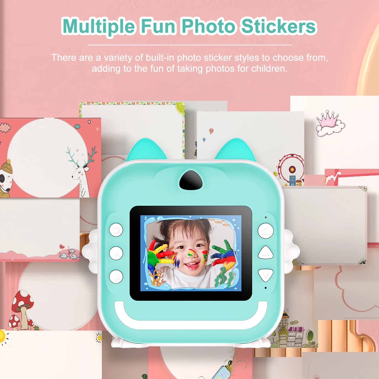 MISIRUN Kids Instant Print Digital Camera with Photo and Video, Thermal Printing, 32GB Card, Educational Toy Gift