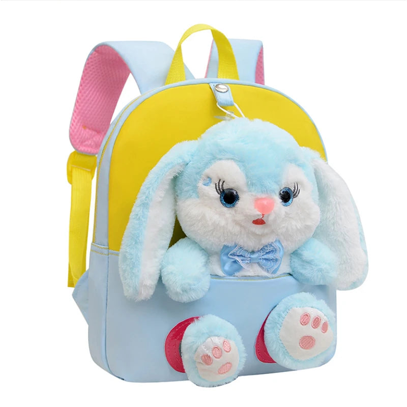 Cartoon Kindergarten Backpack – Cute Plush Rabbit Doll School Bag for New Children - Kidzy Market
