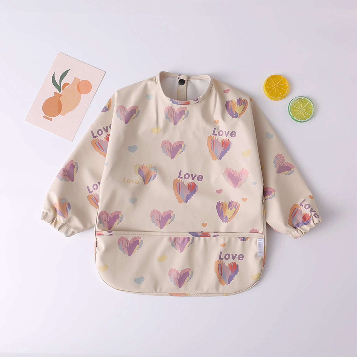 Baby Toddler Long Sleeve Waterproof Art Smock Feeding Bib with Pocket – Scarf Apron, Burp Cloth & Bandana Bib for Boys and Girls - Kidzy Market