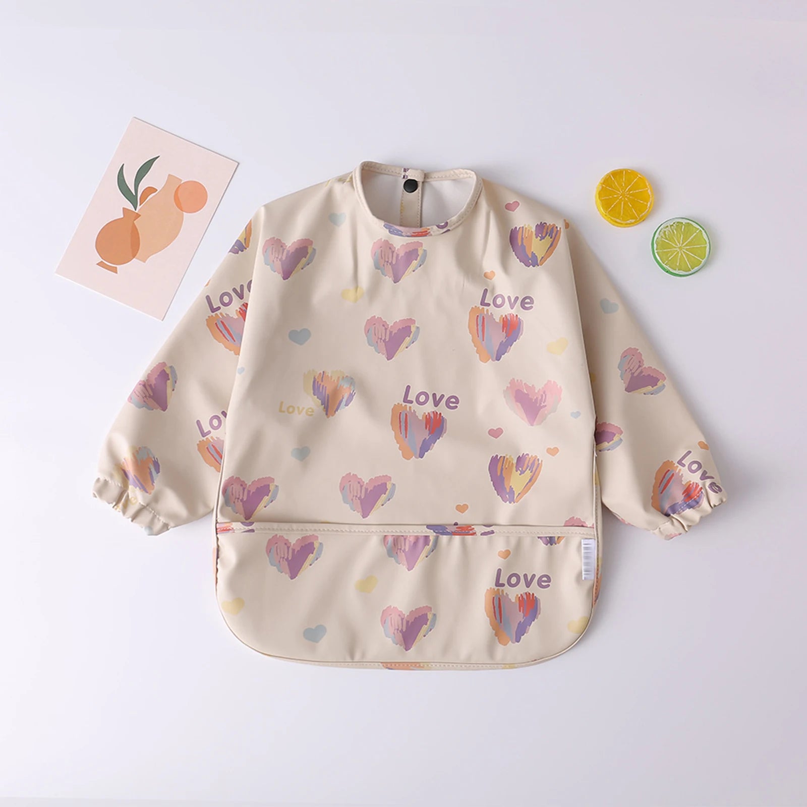 Baby Toddler Long Sleeve Waterproof Art Smock Feeding Bib with Pocket – Scarf Apron, Burp Cloth & Bandana Bib for Boys and Girls - Kidzy Market
