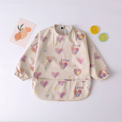 Baby Toddler Long Sleeve Waterproof Art Smock Feeding Bib with Pocket – Scarf Apron, Burp Cloth & Bandana Bib for Boys and Girls - Kidzy Market