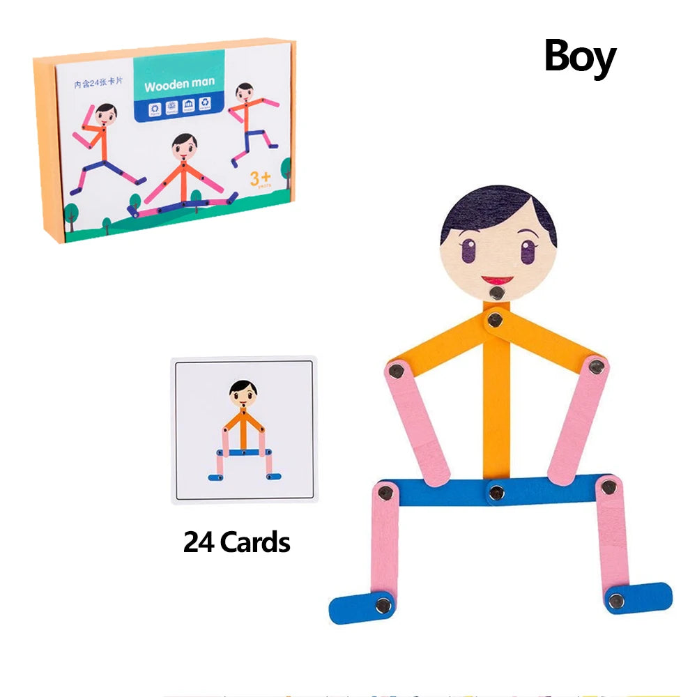 Sport Wooden Man DIY Puzzle Toy – Educational Board Game for Early Learning, Preschool Fine Motor Skills Training for Children