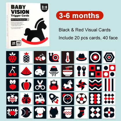 Montessori High Contrast Flash Cards – Visual Stimulation and Cognitive Toy for Infants