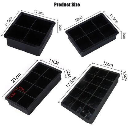 Silicone Ice Cube Tray - 4/6/8/15/160 Grid Square Mold