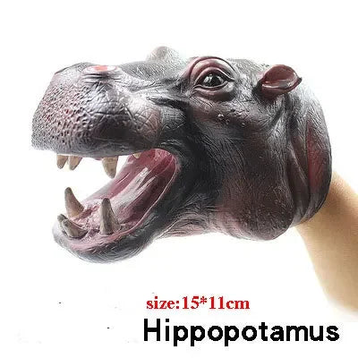 Soft Vinyl Dinosaur Hand Puppet, Rubber Animal Head Toy Glove Gift for Halloween
