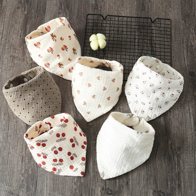 Baby Bandana Bibs | Muslin Drooling Bib for Infants 0-1 Year | High Absorbent Teething & Soothe Towel | Stylish Floral Design - Kidzy Market
