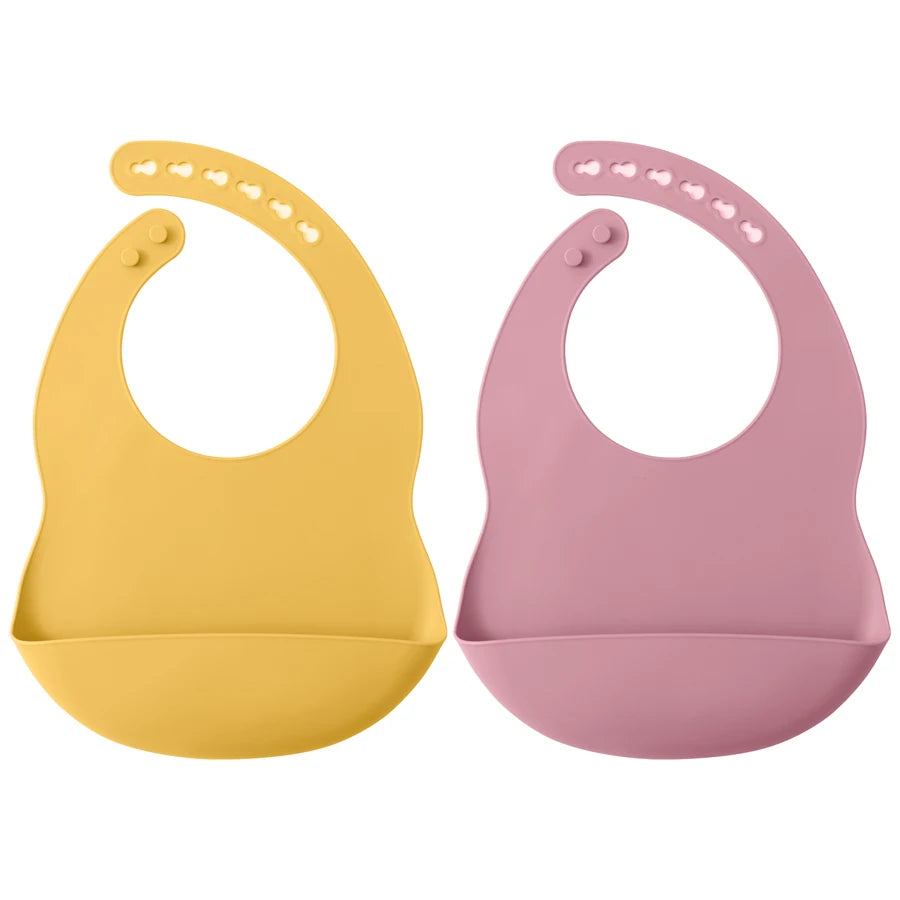 2PCS Silicone Baby Bibs for Toddlers – Waterproof, Solid Color, Adjustable Feeding & Burp Cloths for Newborns & Drooling Scarf - Kidzy Market