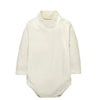 Baby Girl Long Sleeve Bodysuit – 100% Cotton High Collar Jumpsuit (Solid Color, 0-2 Years)