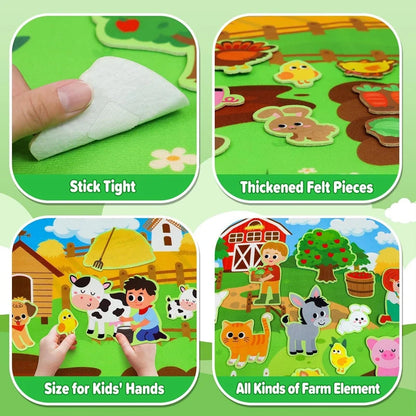 Farm Animals Felt Story Board Set – Storytelling and Early Learning Interactive Play Kit, Wall Hanging Puzzle Toy for Toddlers Gifts