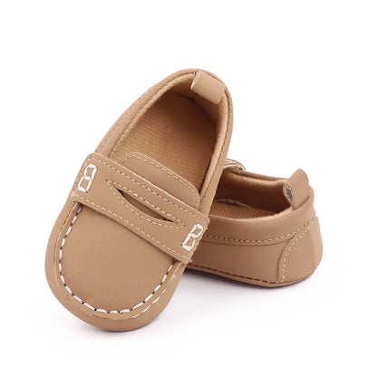 Fashion Leather Infant Crib Shoes – Baby Boys Loafers, Soft Sole Anti-Slip Moccasins for Newborns & Toddlers (1 Year Old)