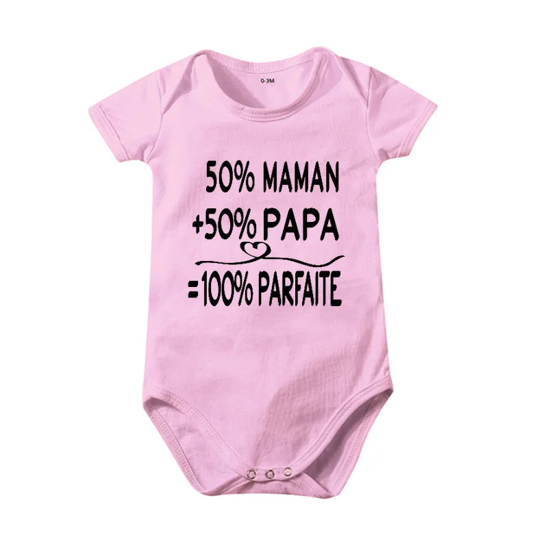 Popular "Mom+Dad=Me" Baby Romper – 100% Cotton Summer Onesie, Newborn Baby Clothes, Unisex Crawling Clothes, Comfortable and Cute