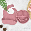 4Pcs Baby Safe Silicone Dining Plate Set - Cute Cartoon Smile Face Children Dishes, Retro Kids Tableware Set (BPA-Free)