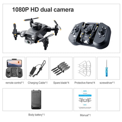 Mini V30 WiFi FPV Drone – Foldable RC Quadcopter with 4K HD Dual Cameras and Obstacle Avoidance
