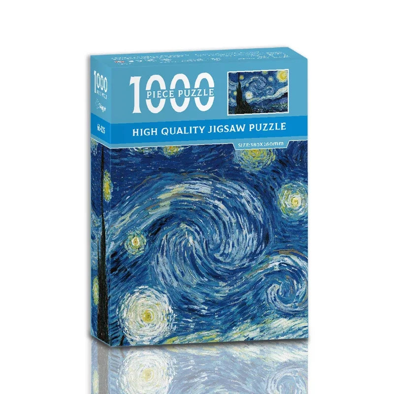 38x26cm Mini Jigsaw Puzzle, 1000 Pieces for Adults, Famous Oil Painting Van Gogh, Christmas Gift Toy, Educational Toy