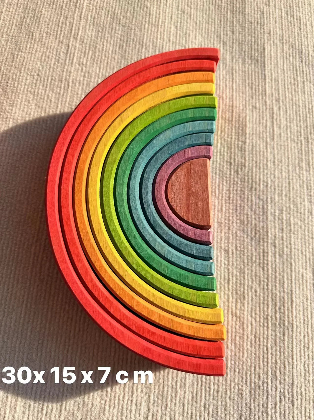 High-Quality Wooden Lime Wood Rainbow Arch Stacking Blocks – Color Sorting Peg Dolls, Balls, and Slats for Kids Play