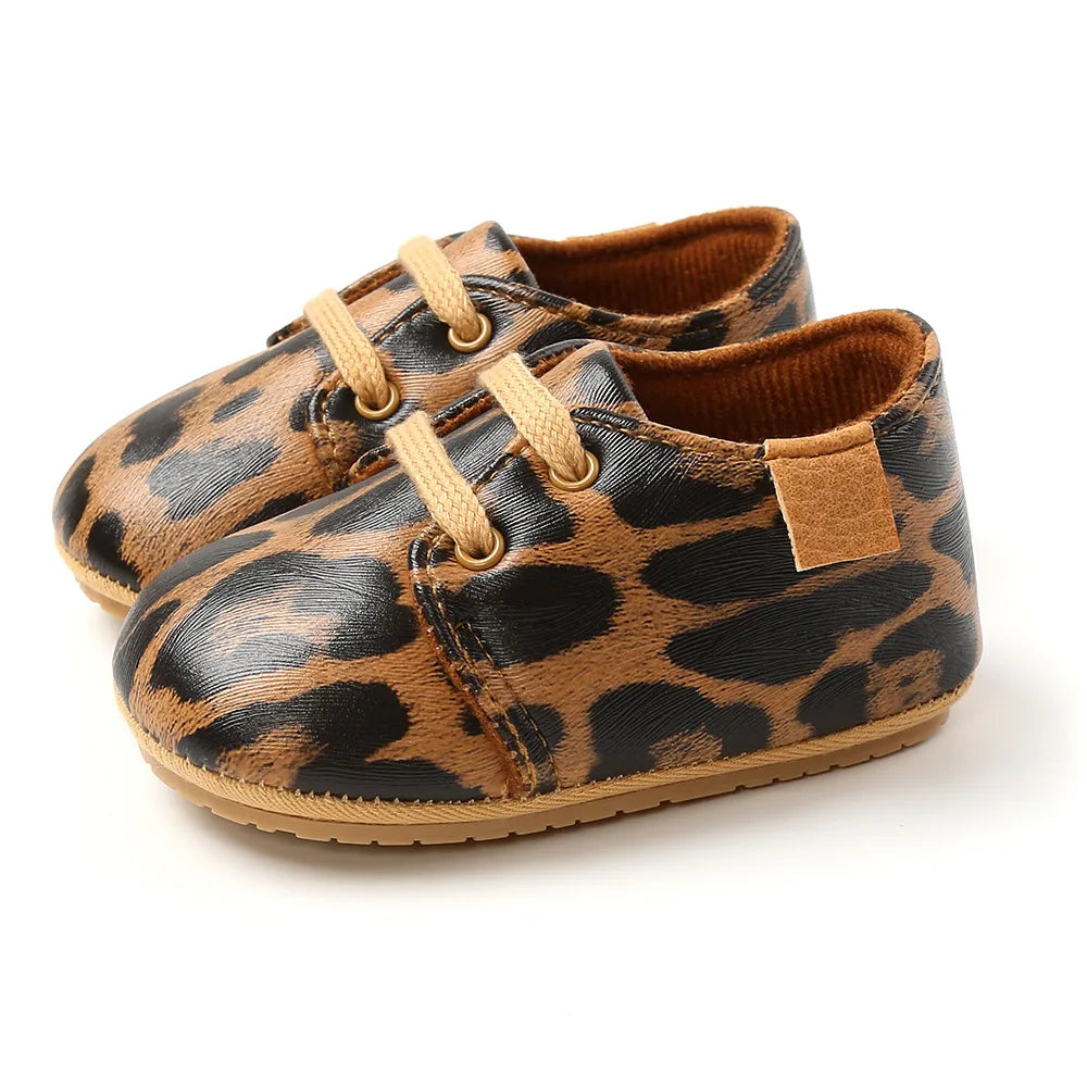 Meckior Baby Shoes Retro Leather Boy Girl Multicolor Toddler Rubber Sole Anti-Slip First Walkers Infant Shoes