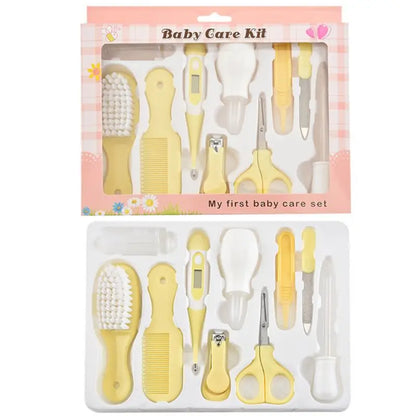 10PCS/Set Baby Health Care Kit - Kids Nail Clippers, Hair Grooming Brush, Thermometer, Teether, Toothbrush - Baby Essentials