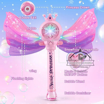 Automatic Bubble Machine Gun for Kids & Toddlers – Battery-Powered Bubble Wand with LED Light, 360° Leak-Proof Bubble Blower Toy