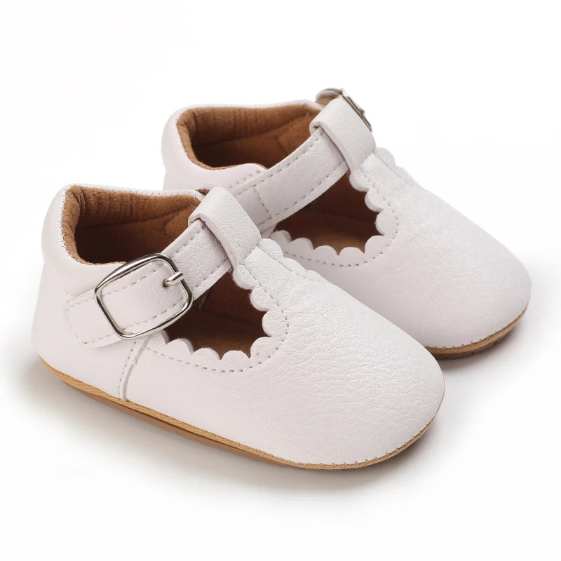Baby Shoes Classic Stripe Leather – Multicolor Boy & Girl Shoes, Anti-Slip Rubber Sole First Walkers Infant Moccasins