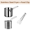 Stainless Steel Deep Frying Pot With Strainer Basket Tempura Fryer Pan