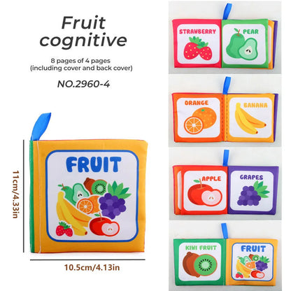 4 Pages Enlightenment Early Learning Books - Black and White Cloth Book for Kids, Montessori Educational Toys
