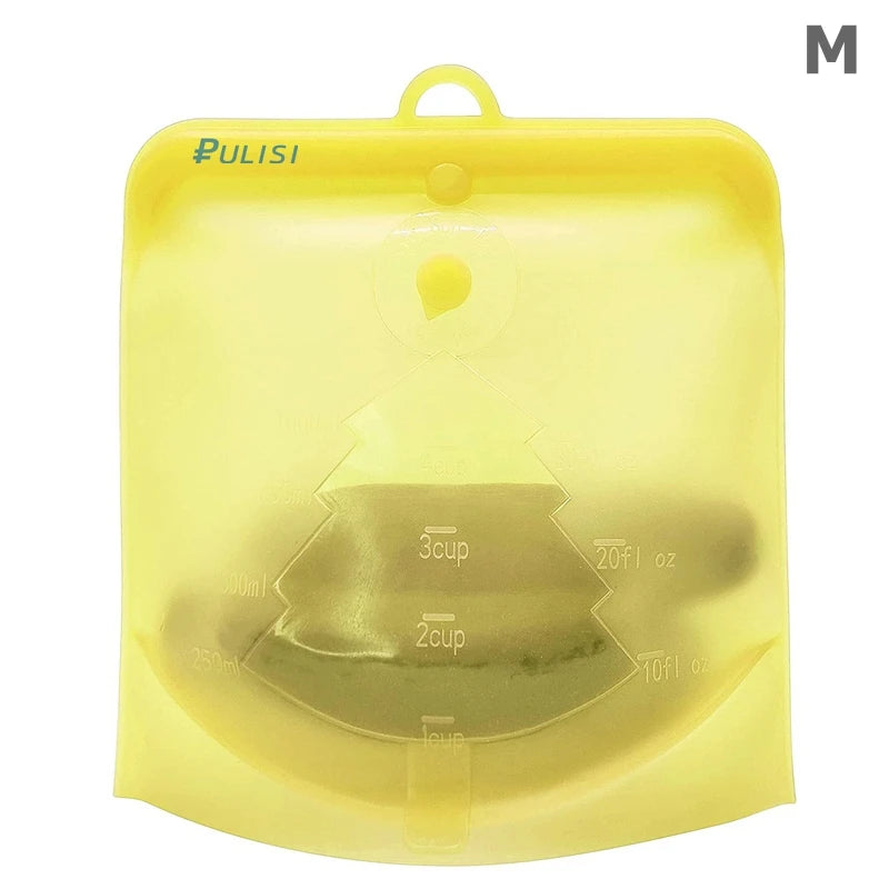 PULISI Silicone Reusable Food Storage Bags - Leakproof Containers (1500ml, 1000ml, 500ml), Fresh-Keeping, Freezer & Snack Storage