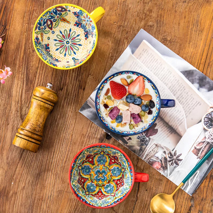 Bohemian Morning Hand-Painted Ceramic Mug – 13.5 oz (400 ml) Porcelain Coffee & Tea Cup | Gift for Family, Friends, Teachers