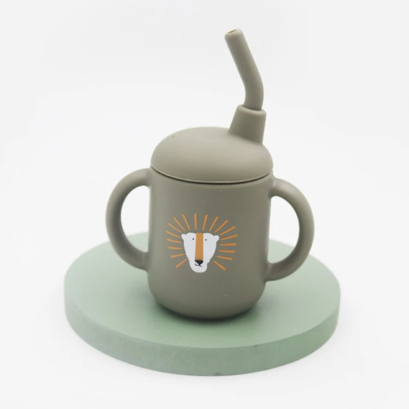 New Cartoon 120ML Baby Silicone Sippy Cup - BPA-Free, Portable Snack Storage Container, Leakproof Trainer Feeding Cup